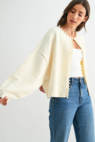Macy Pearl Cardigan Ivory