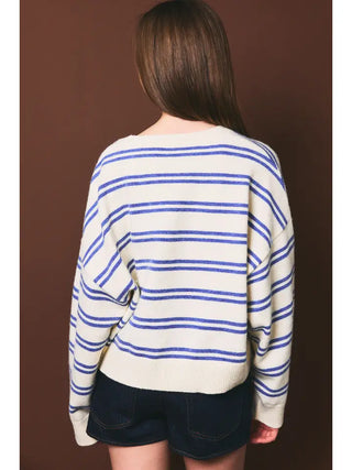LE LIS | Coastal Stripe Sweater | White/Blue