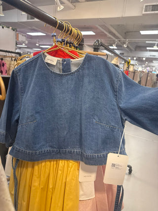 Heyson washed indigo denim crop top