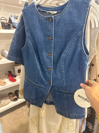 Needii Sutton denim vest and shorts two piece set