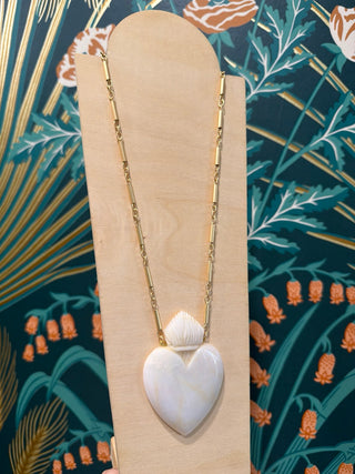 AMULET | Carved Stone Flaming Heart + Dynamite Chain