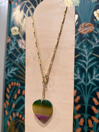 AMULET | Marble Stone Heart + Dynamite Chain