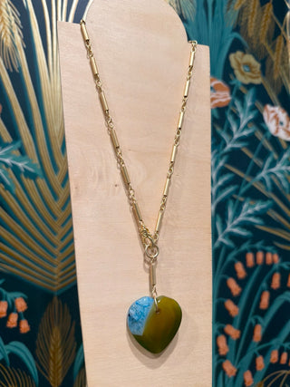 AMULET | Marble Stone Heart + Dynamite Chain