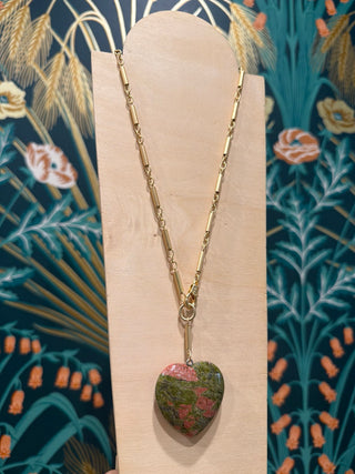 AMULET | Marble Stone Heart + Dynamite Chain