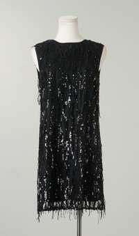 Harper Sequin Fringe Dress Black