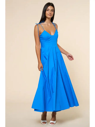 Azure Tie-Strap Midi Dress
