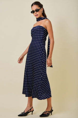 Josie Polka Dot Midi Dress Navy
