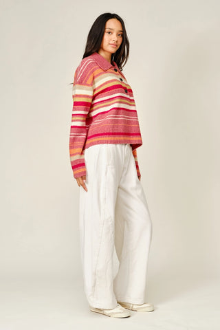 Eden Polo Sweater Raspberry