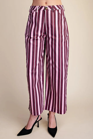 Liz Stripe Pants Plum/Pink