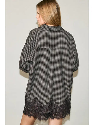 Hadley Lace Shirt | Brown Plaid