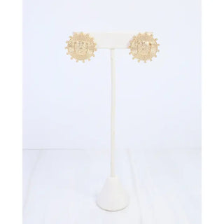 Carmen Coin Bulldog Earrings Gold