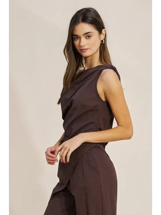 Fallon One-Shoulder Top Brown
