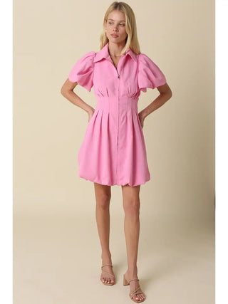 Olivaceous | Melissa Bubble Mini Dress Pink