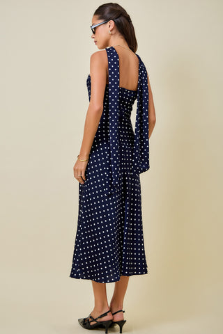 Josie Polka Dot Midi Dress Navy