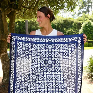 Lainey Geometric Scarf Navy White