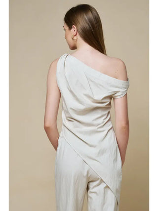 Fallon One-Shoulder Top Ecru