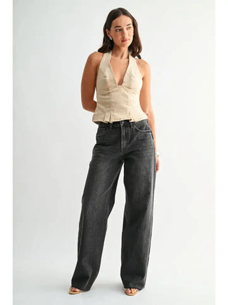 Rachel Wide Leg Washed Gray