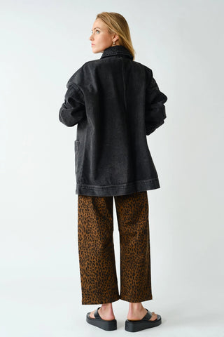 Boxy Cut Denim Jacket Charcoal Black