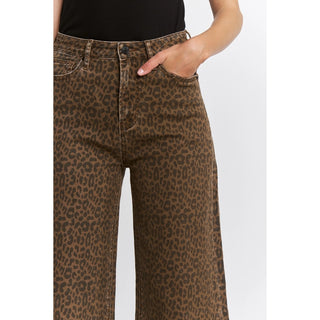 MICA DENIM | Leopard Wide Leg Jeans
