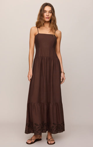 Z SUPPLY | Esti Embroidered Maxi Dress Chocolate Cherry