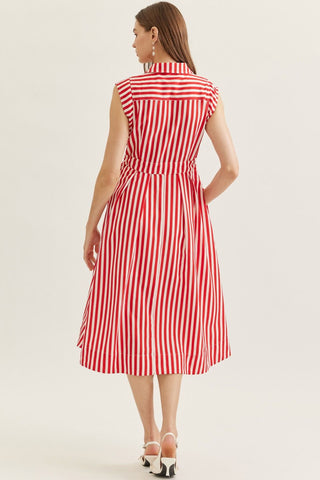 ENTRO Venise Striped Midi Dress, striped midi dress