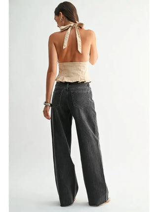 Rachel Wide Leg Washed Gray