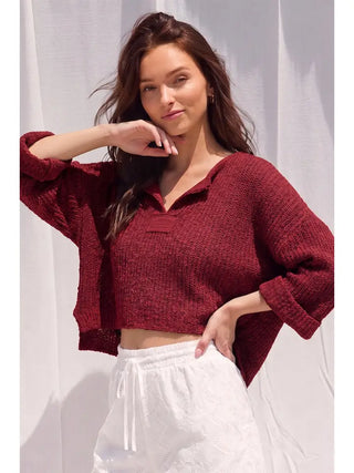 Kristen Cropped Sweater Crimson