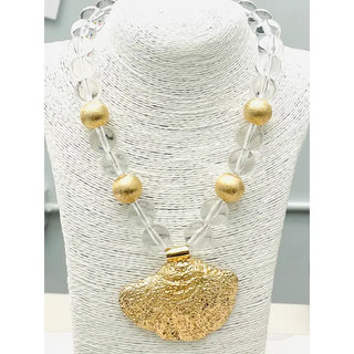 TWO FORTY TWO | Shell Statement Necklace - Gold & Clear