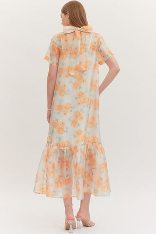 ENTRO | Mist Floral Midi Dress Orange