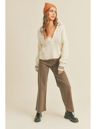 The Sutton Wide Leg Denim Brown