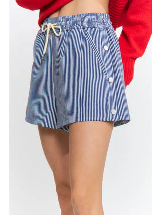 CAMELLIA | Harbor Stripe Drawstring Shorts - Navy