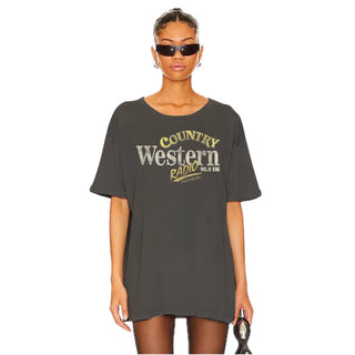 The Laundry Room Country Western Radio black snow oversized tee