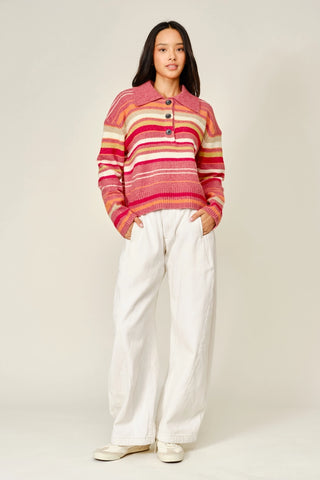 Eden Polo Sweater Raspberry