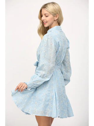 Carolina Eyelet Dress Light Blue