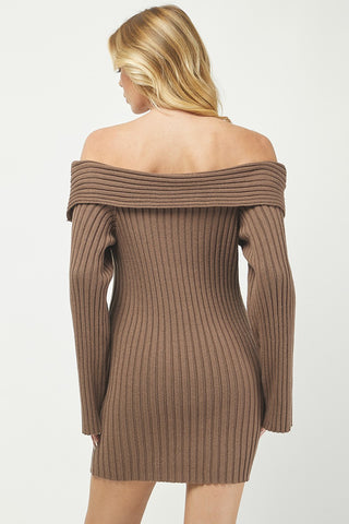 Lyla Sweater Mini Dress Brown
