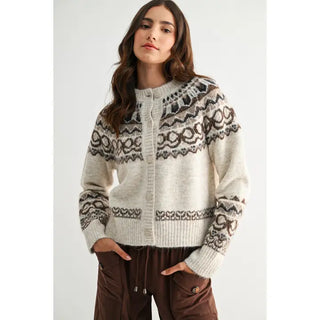 Amanda Nordic Cardigan Oatmeal Brown