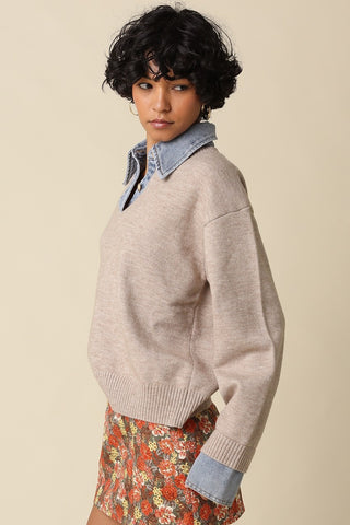 Emely Contrast Knit Sweater