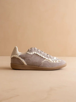 The April | Dark Grey Lace-Trimmed Retro Sneaker