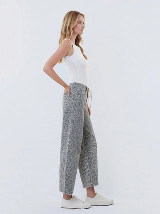 Kelly Leopard Barrel Jeans Grey Leopard