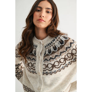 Amanda Nordic Cardigan Oatmeal Brown