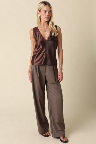 Noir Lace Trim Satin Tank