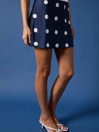 SUNDAY EDITION | Hallie Polka Dot Mini Skirt Navy