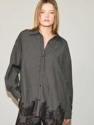 Hadley Lace Shirt | Brown Plaid