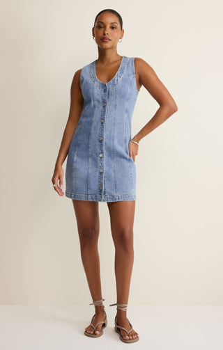 Z Supply Jolie Denim Seamed Mini Dress, denim mini dress
