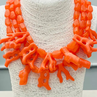 TWO FORTY TWO | Chic Coral Statement Necklace - Marbled Coral
