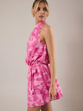 Butterfly Printed Chiffon Midi Dress