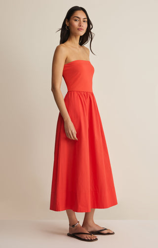 Z SUPPLY| Sunsought Strapless Midi Dress Lychee