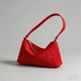 Vintage Suede Shoulder Bag Red
