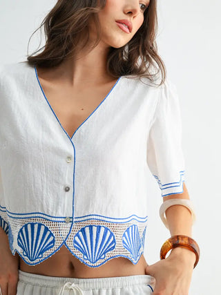 The Seashell Embroidered Top