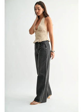 Rachel Wide Leg Washed Gray